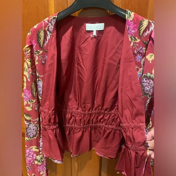 Wayf Floral Tie Front Long Sleeve Blouse / Cardigan - Picture 9 of 13